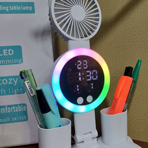 LÁMPARA DE ESCRITORIO CON LUZ LED Y VENTILADOR