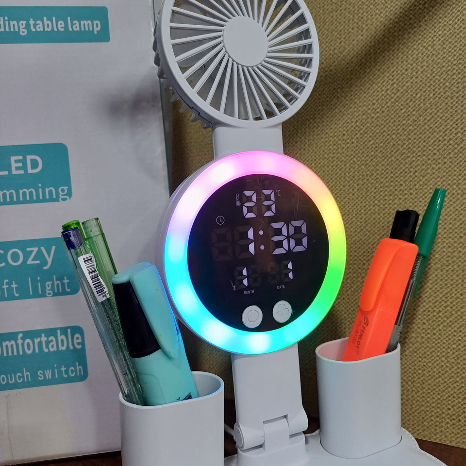 LÁMPARA DE ESCRITORIO CON LUZ LED Y VENTILADOR