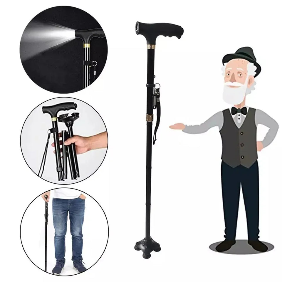 BASTON PARA CAMINAR PLEGABLE CON LUZ LED