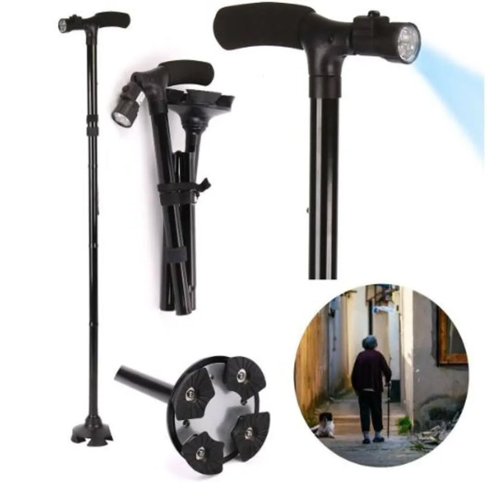 BASTON PARA CAMINAR PLEGABLE CON LUZ LED