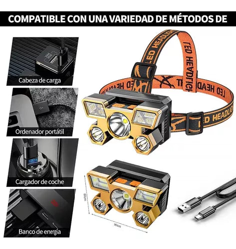 LINTERNA MINERO 5 LED RECARGABLE