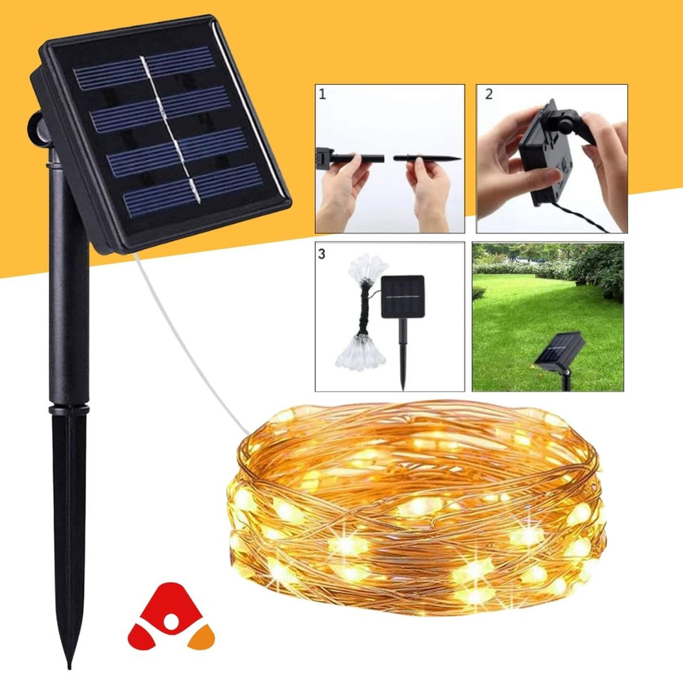 LUCES LED DECORATIVA CON PANEL SOLAR 20 METROS