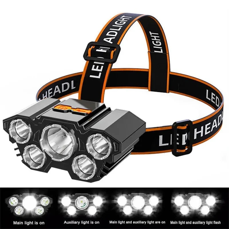 LINTERNA MINERO 5 LED RECARGABLE